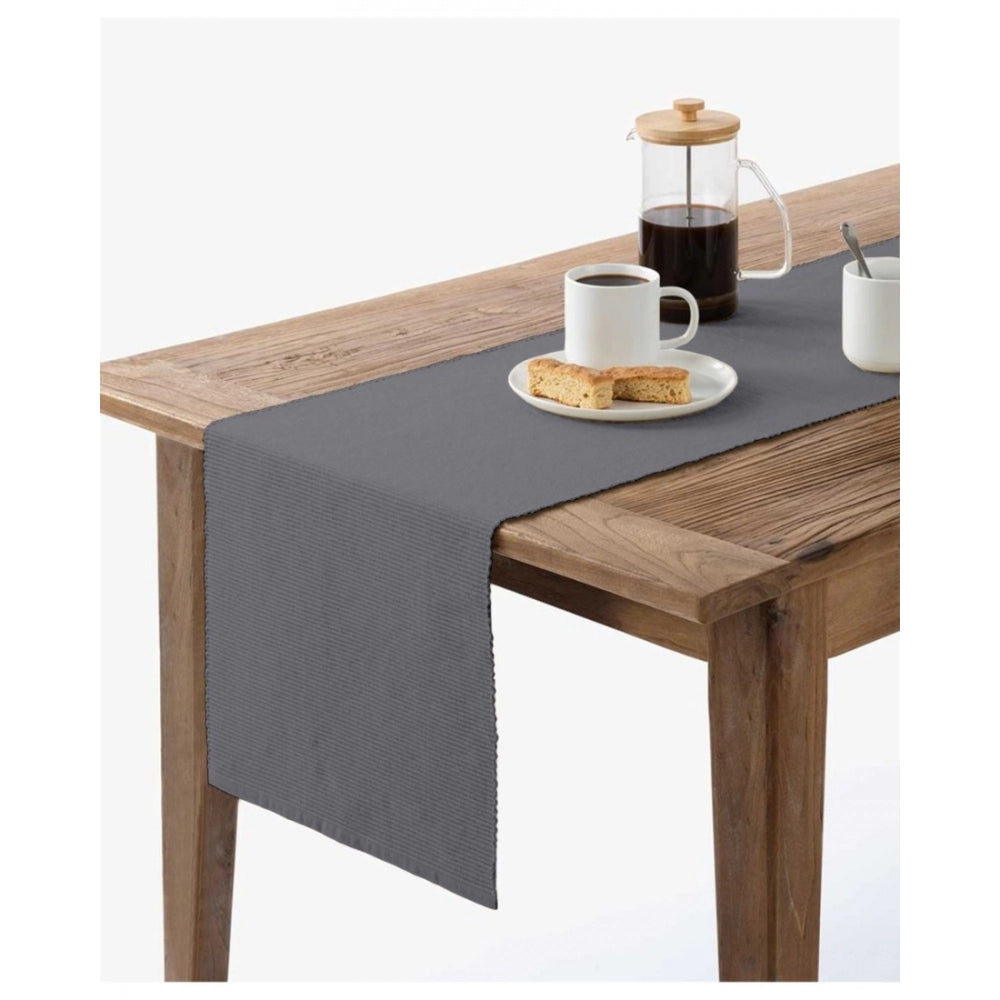 Amfyn Ribbed Cotton Table Runners (Grey)