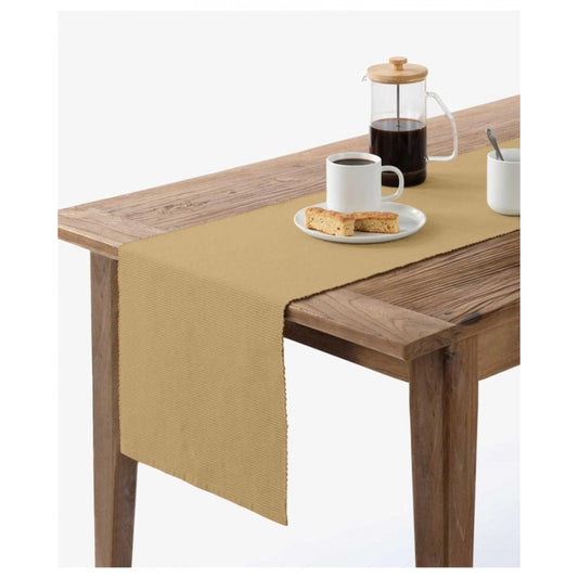 Amfyn Ribbed Cotton Table Runners (Beige)