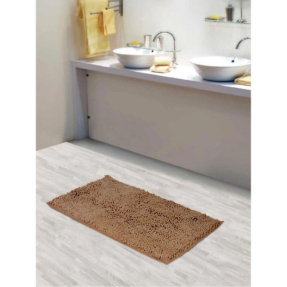 Fashion Solid Polyester Bathmat (Beige)