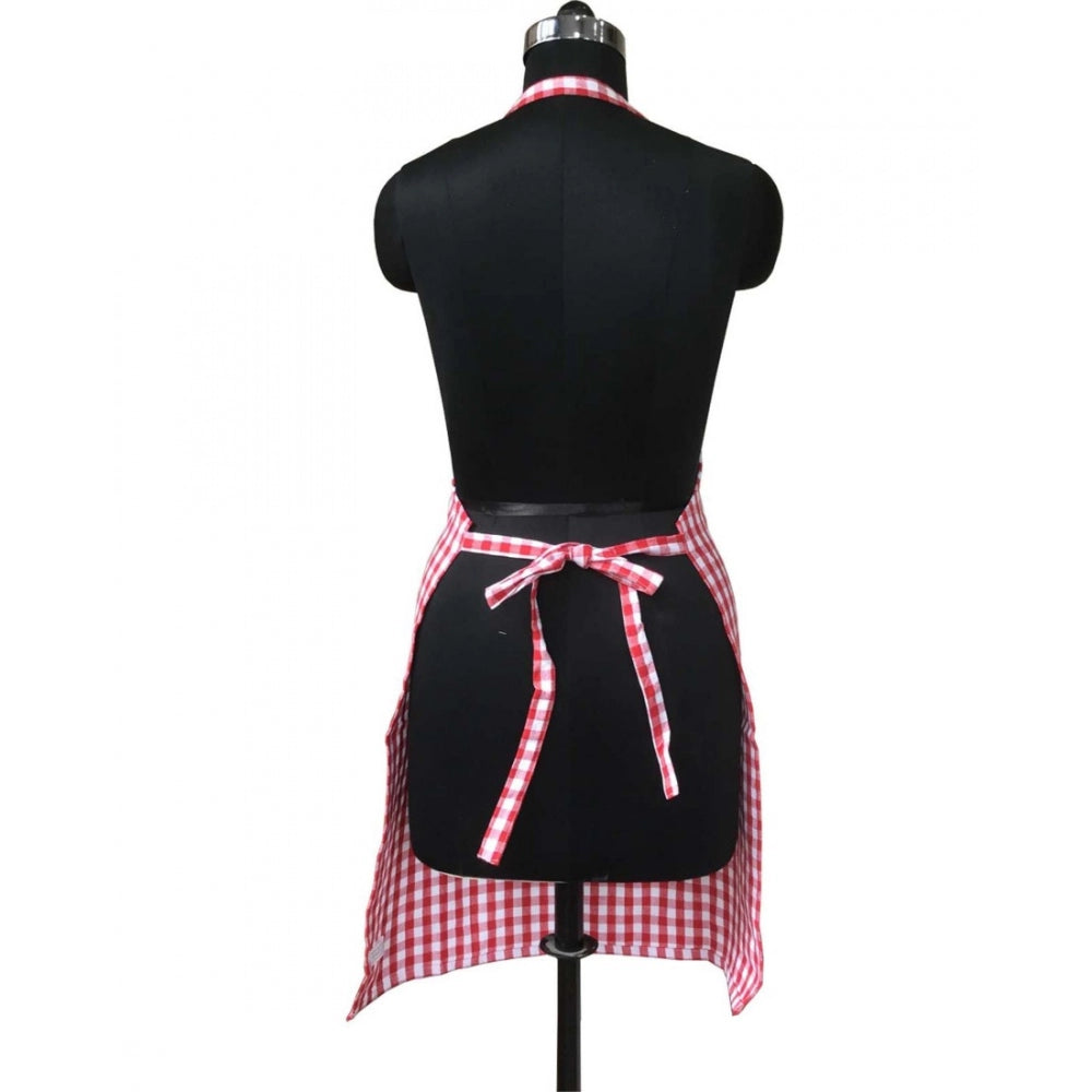Fashion Checkered Cotton Aprons (Pink)