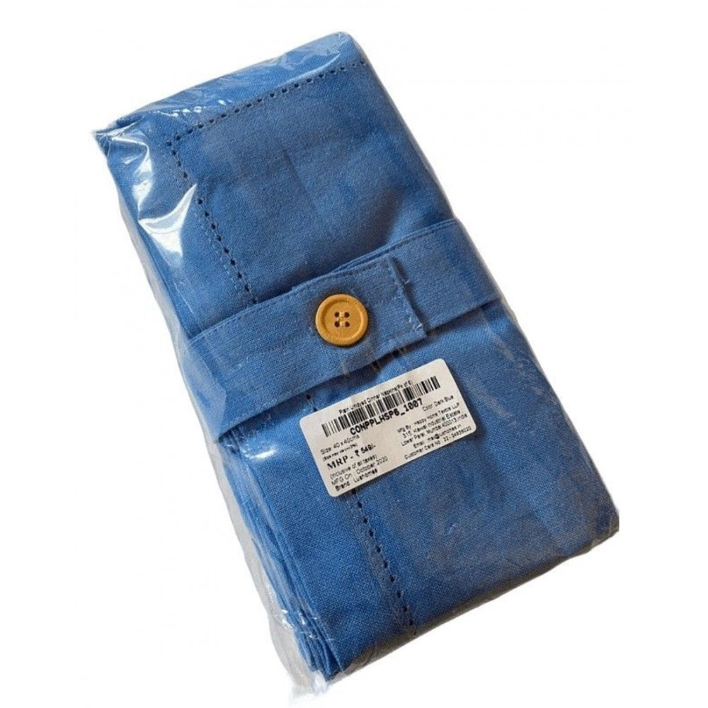 Amfyn Solid Cotton Napkins Sets (Blue)