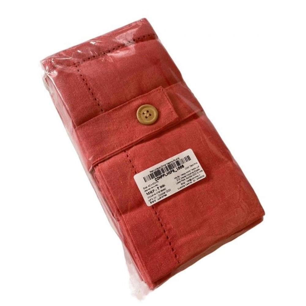 Amfyn Solid Cotton Napkins Sets (Pink)