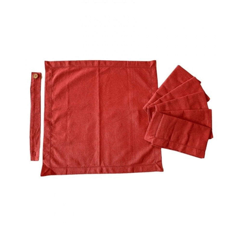 Amfyn Solid Cotton Napkins Sets (Pink)
