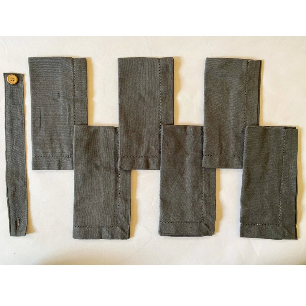 Amfyn Solid Cotton Napkins Sets (Grey)