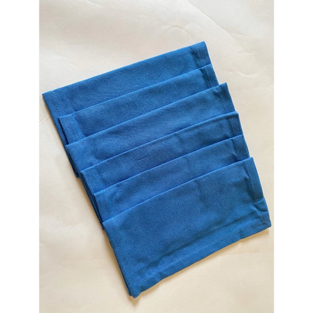Amfyn Solid Cotton Napkins Sets (Blue)