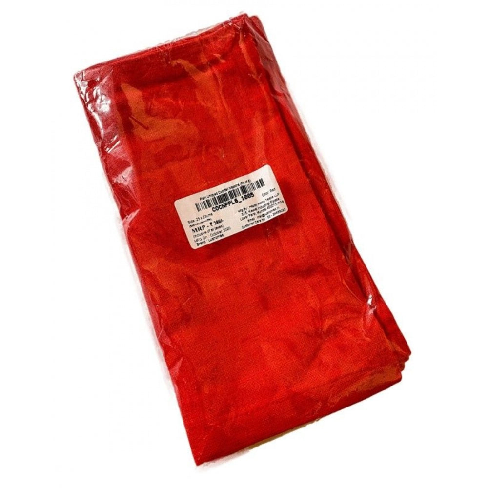 Amfyn Solid Cotton Napkins Sets (Red)