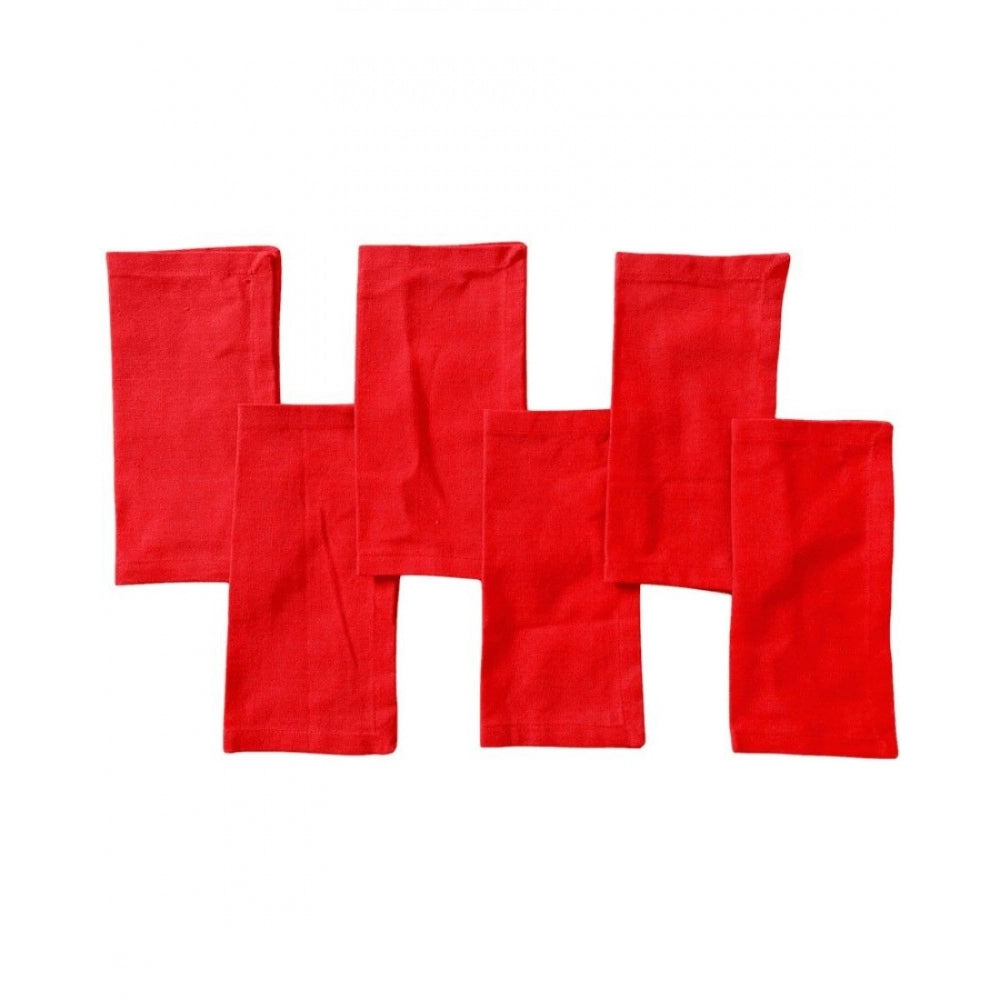 Amfyn Solid Cotton Napkins Sets (Red)