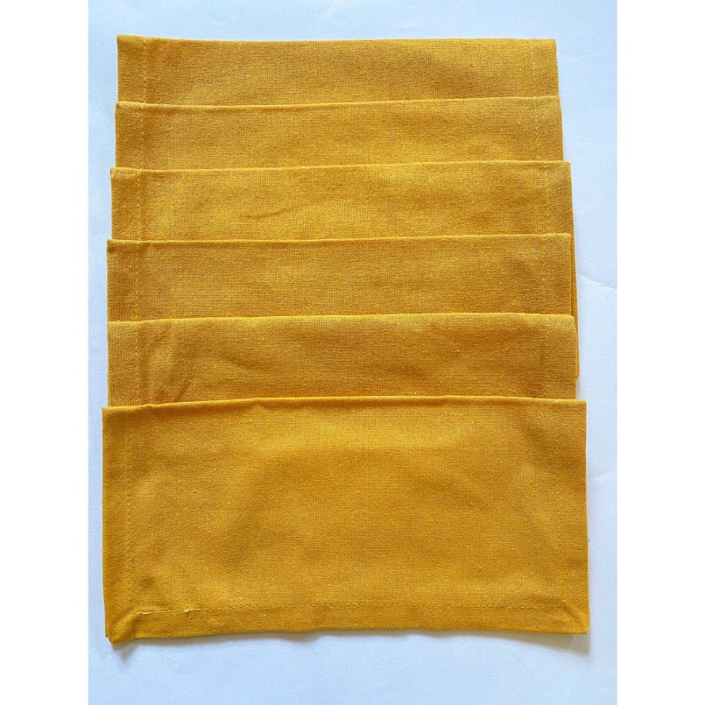 Amfyn Solid Cotton Napkins Sets (Yellow)