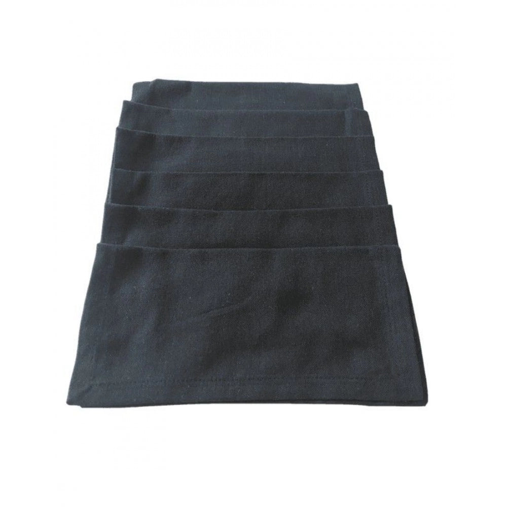 Amfyn Solid Cotton Napkins Sets (Black)