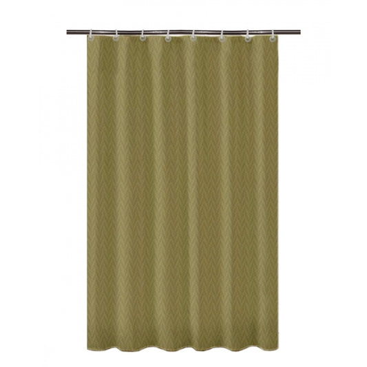 Amfyn Waves Polyester Plain Shower Curtains with Plastic Eyelets (Light Green)