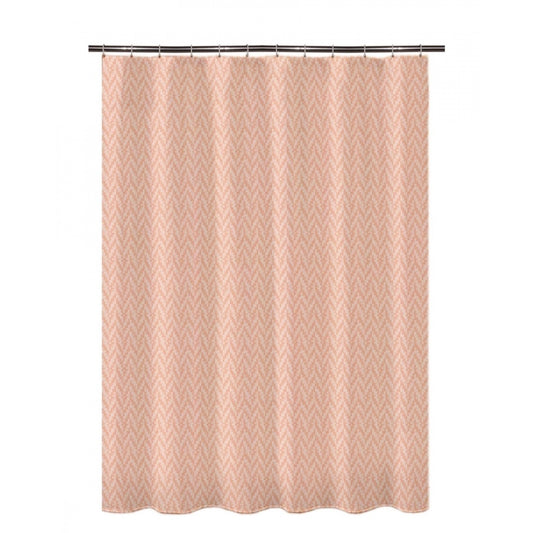 Amfyn Waves Polyester Plain Shower Curtains with Plastic Eyelets (Peach)