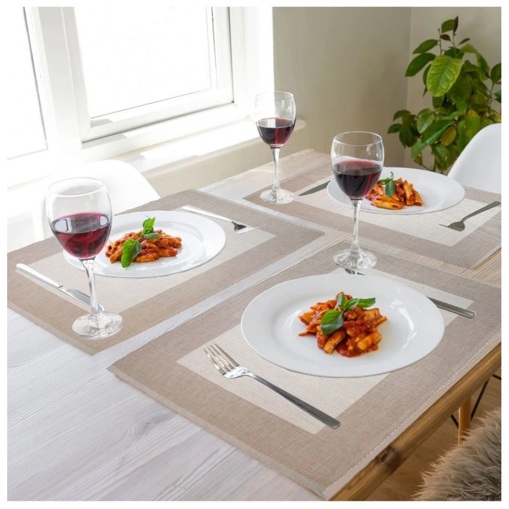 Amfyn Ribbed Cotton Place Mats Sets (Cream)