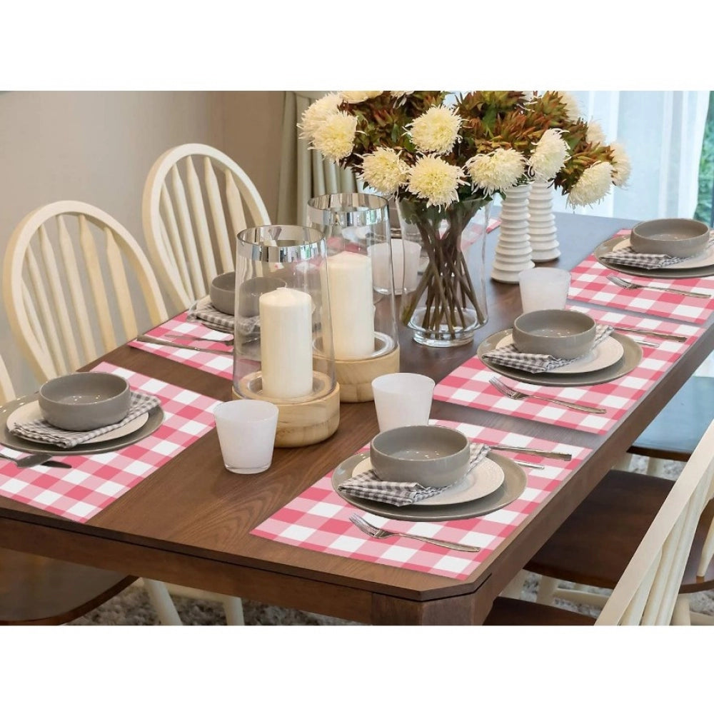 Fashion Checkered Cotton Place Mats Sets (Pink &amp; White)