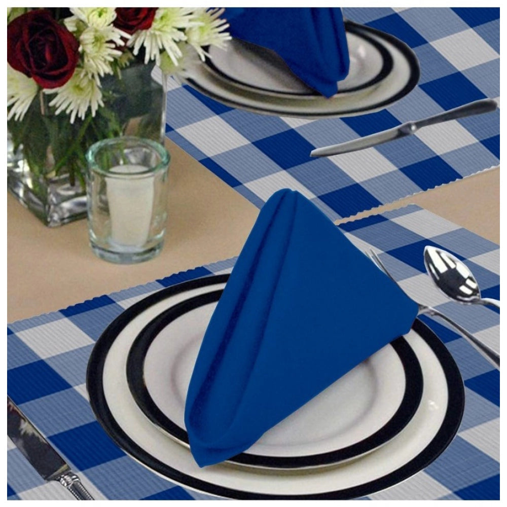 Amfyn Checked Cotton Place Mats Sets (Royal Blue)