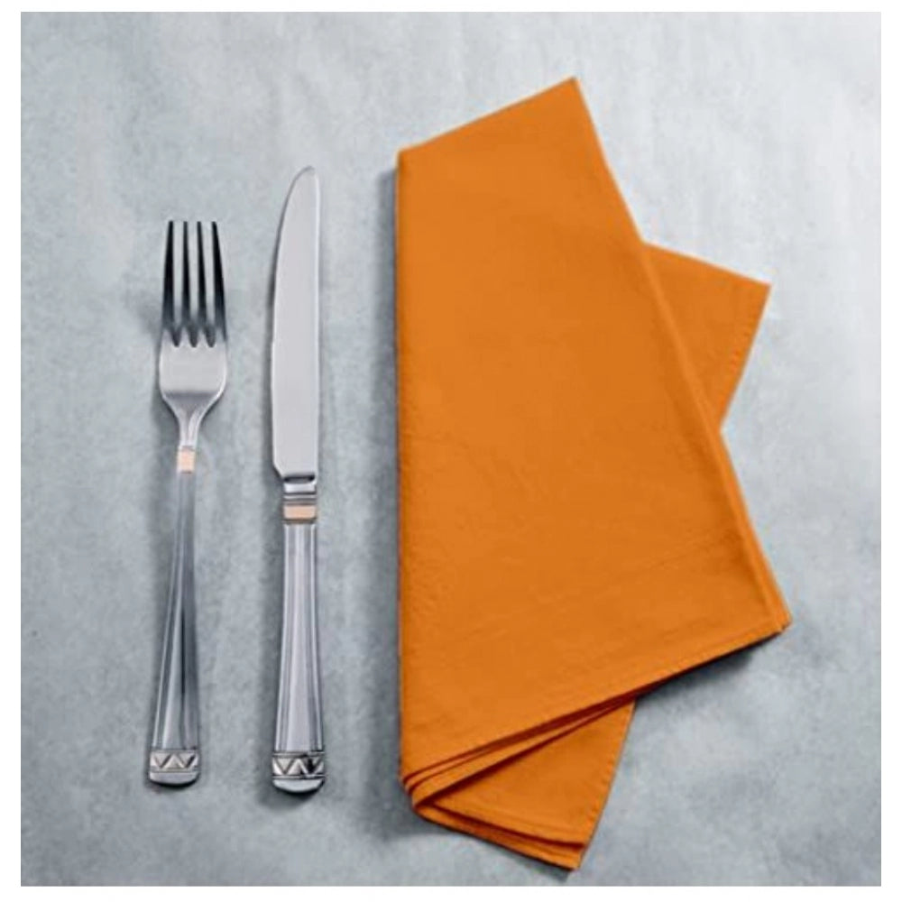 Amfyn Solid Cotton Napkins Sets (Orange)