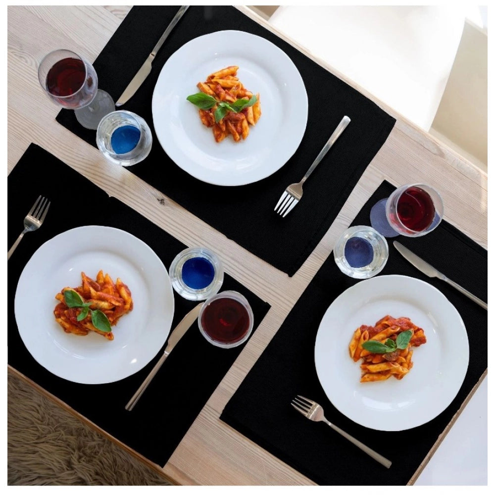 Amfyn Ribbed Cotton Place Mats Sets (Black)