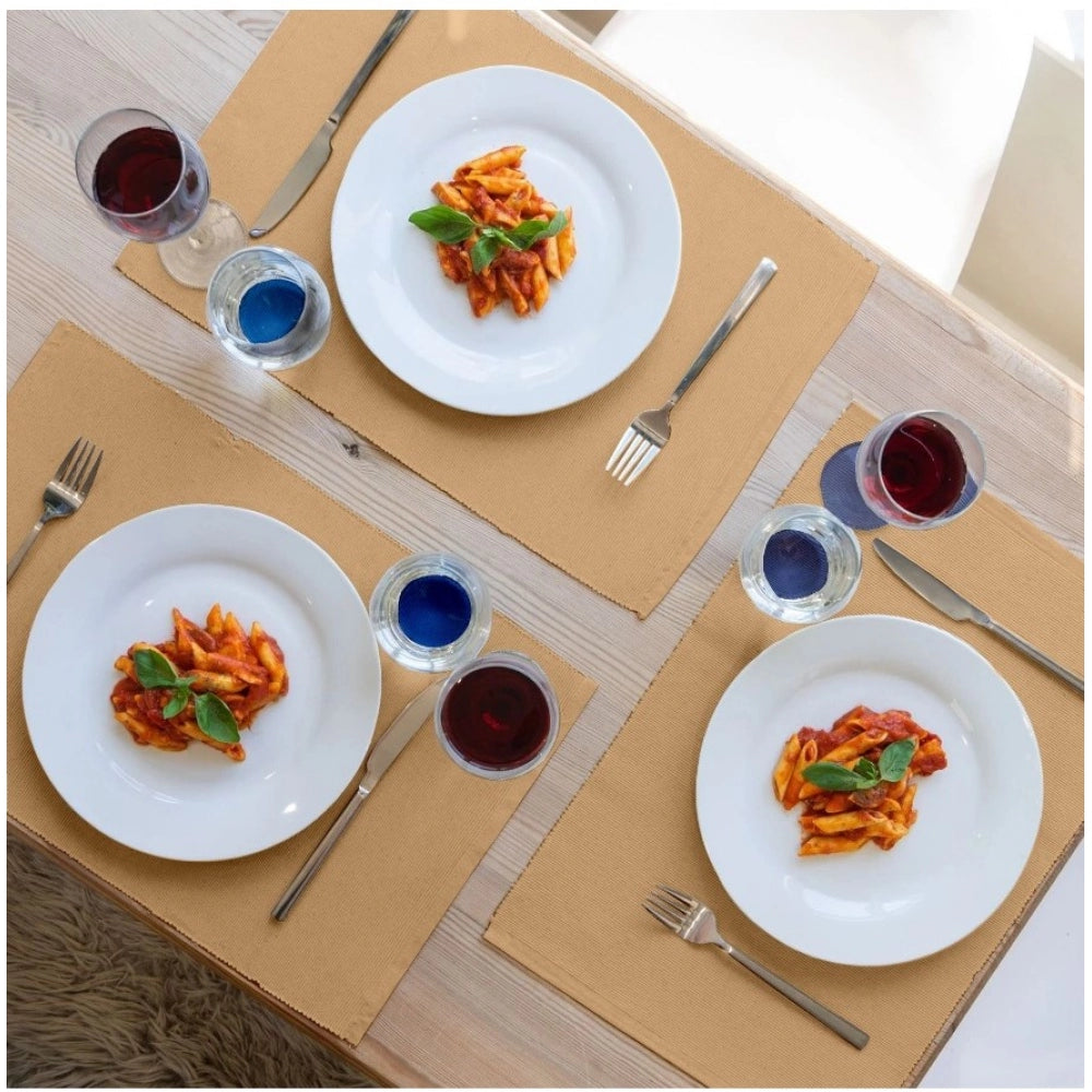 Amfyn Ribbed Cotton Place Mats Sets (Beige)
