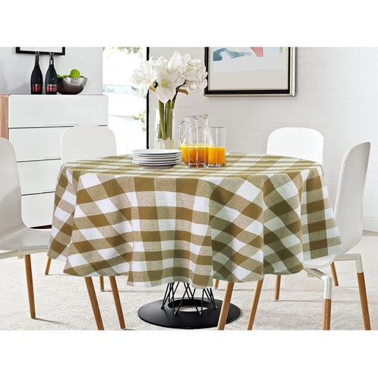 Fashion Checkered Cotton Checks Table Cloth (Beige)