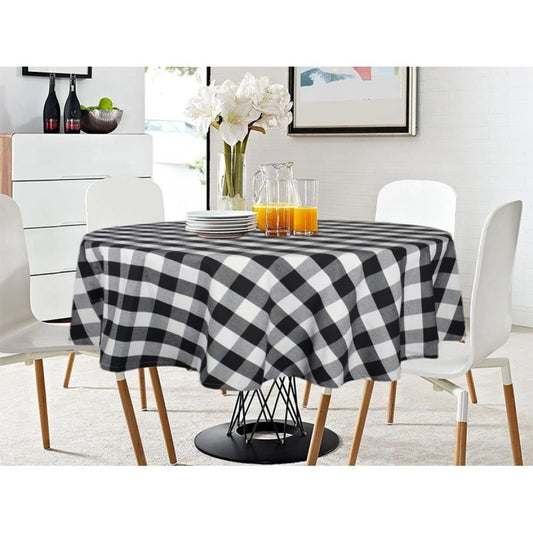 Fashion Checkered Cotton Checks Table Cloth (Black)