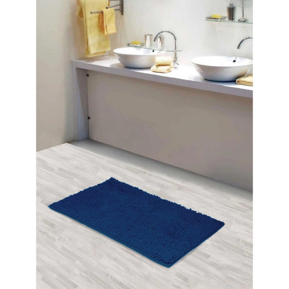 Fashion Solid Polyester Bathmat (Blue)