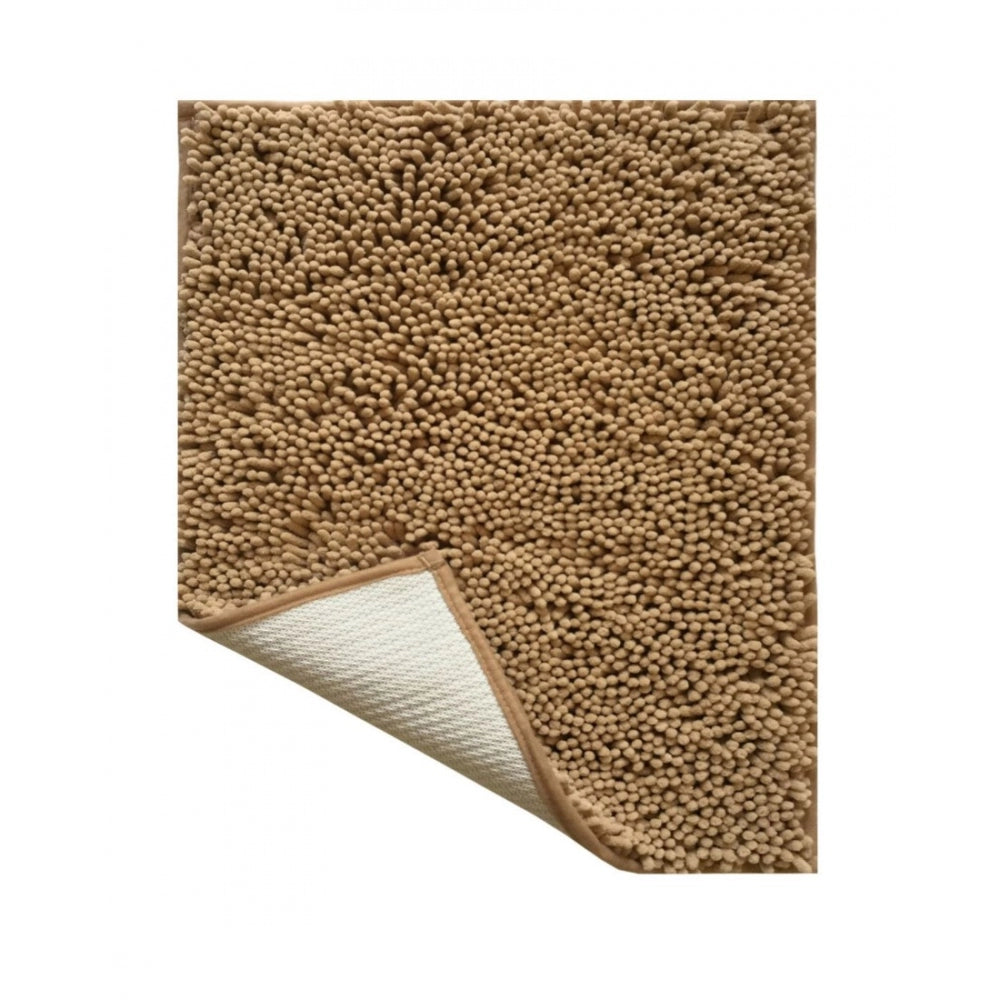 Fashion Solid Polyester Bathmat (Beige)