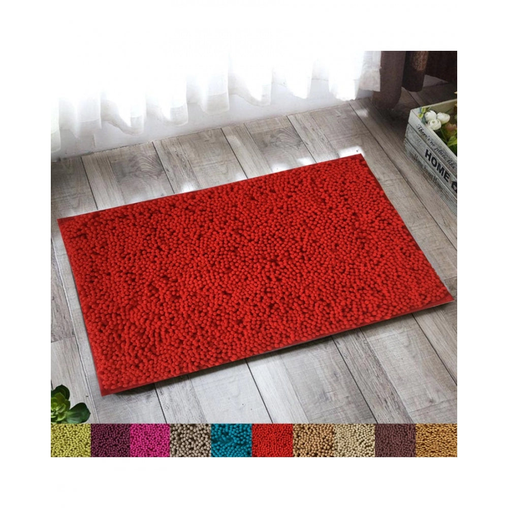 Fashion Solid Polyester Bathmat (Red)