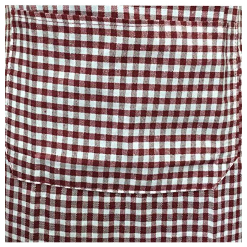 Fashion Checkered Cotton Aprons (Maroon)