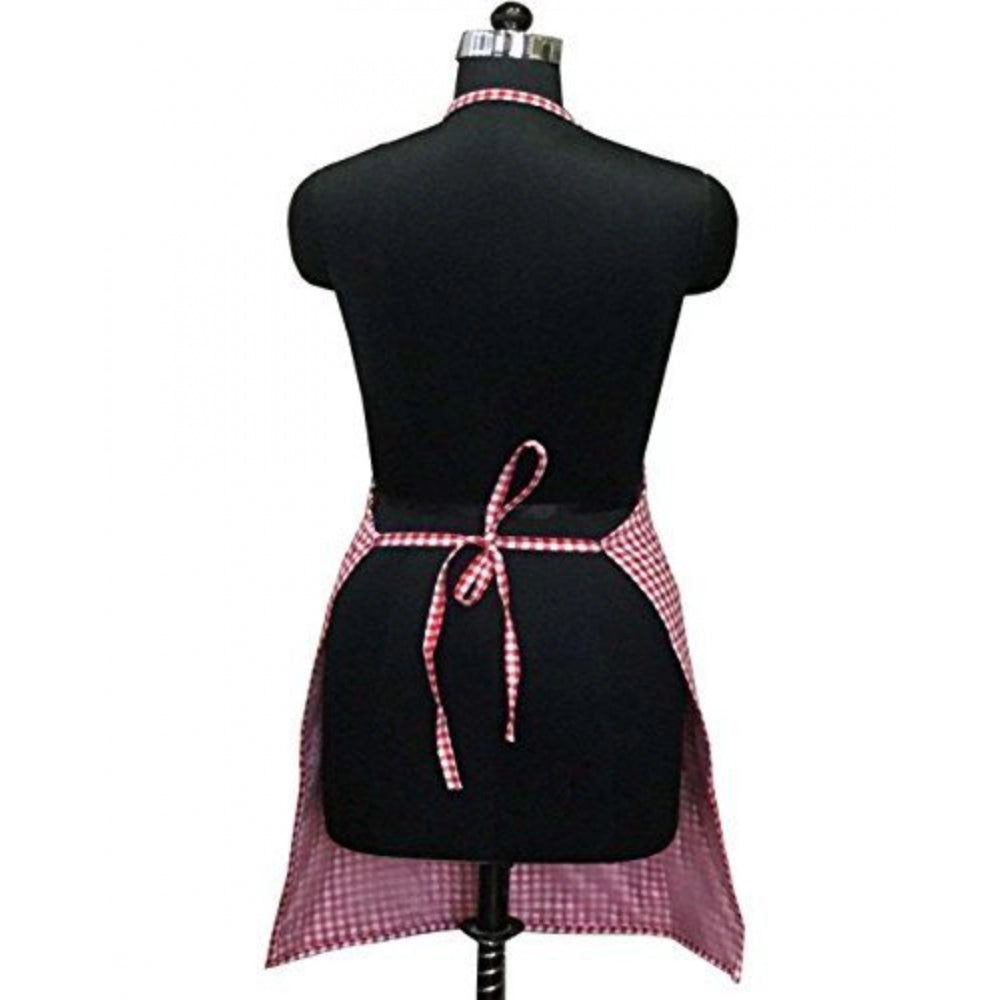 Fashion Checkered Cotton Aprons (Red)