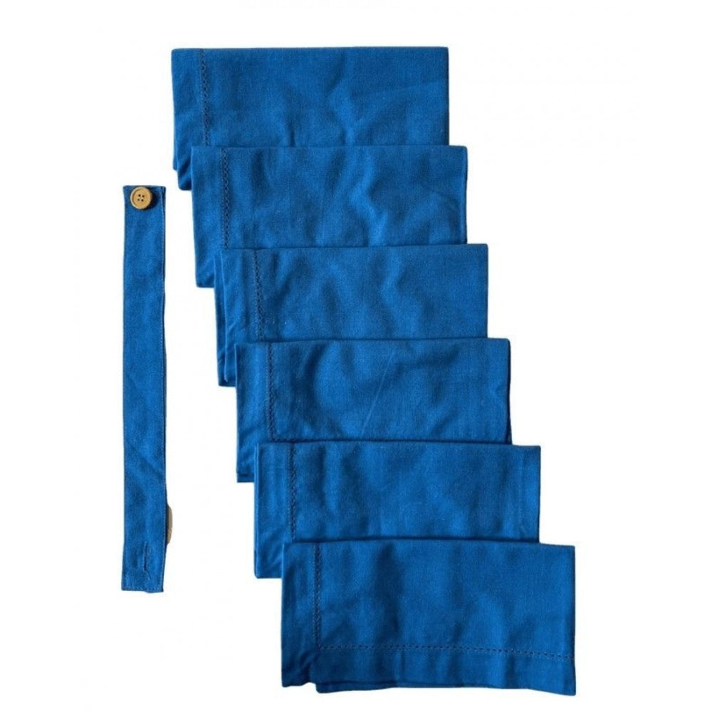 Amfyn Solid Cotton Napkins Sets (Blue)