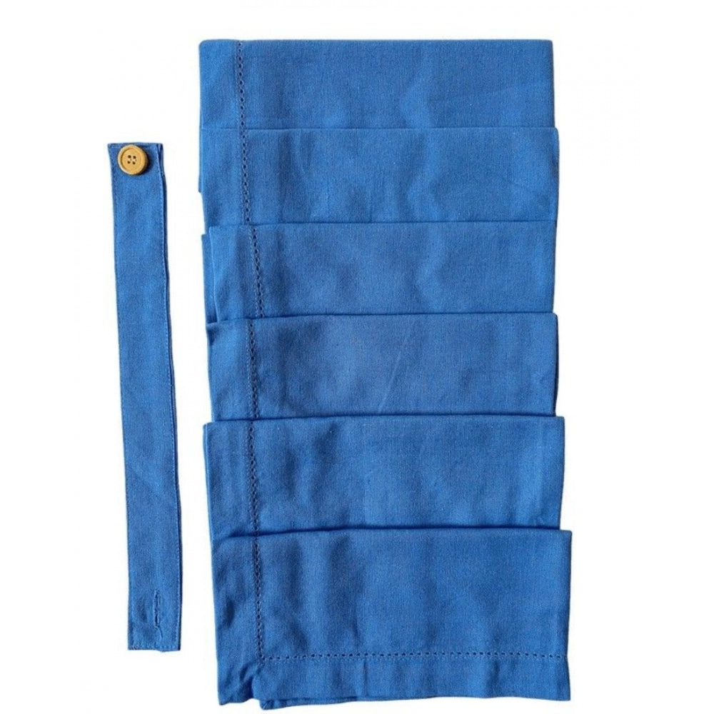 Amfyn Solid Cotton Napkins Sets (Blue)