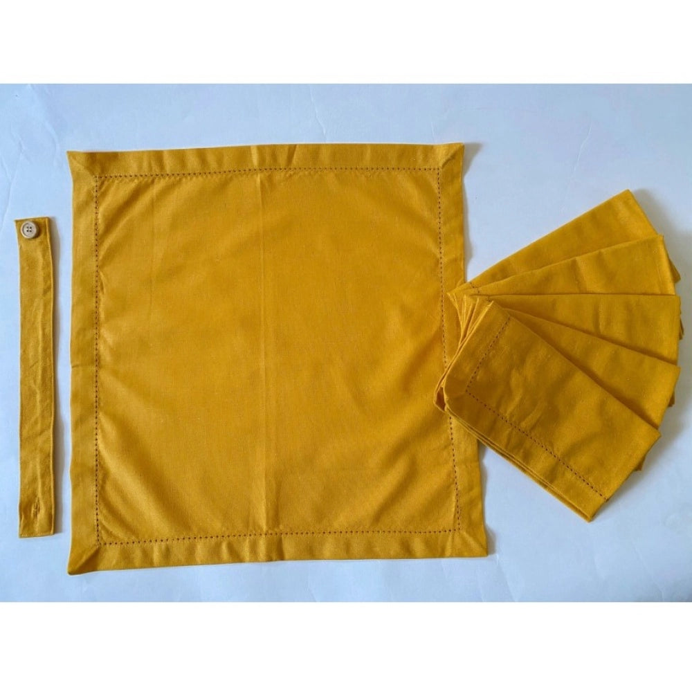 Amfyn Solid Cotton Napkins Sets (Yellow)