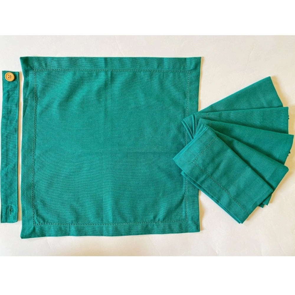 Amfyn Solid Cotton Napkins Sets (Green)