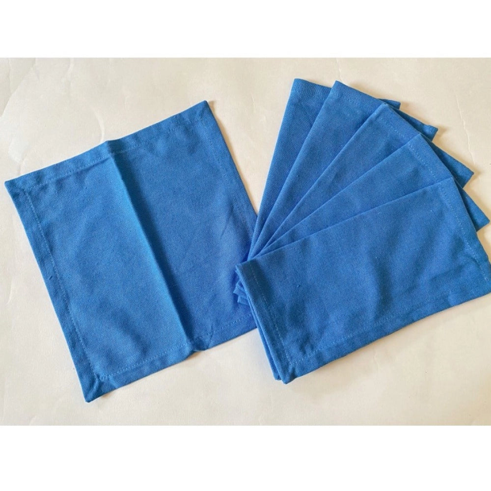 Amfyn Solid Cotton Napkins Sets (Blue)