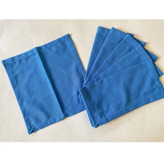 Amfyn Solid Cotton Napkins Sets (Blue)
