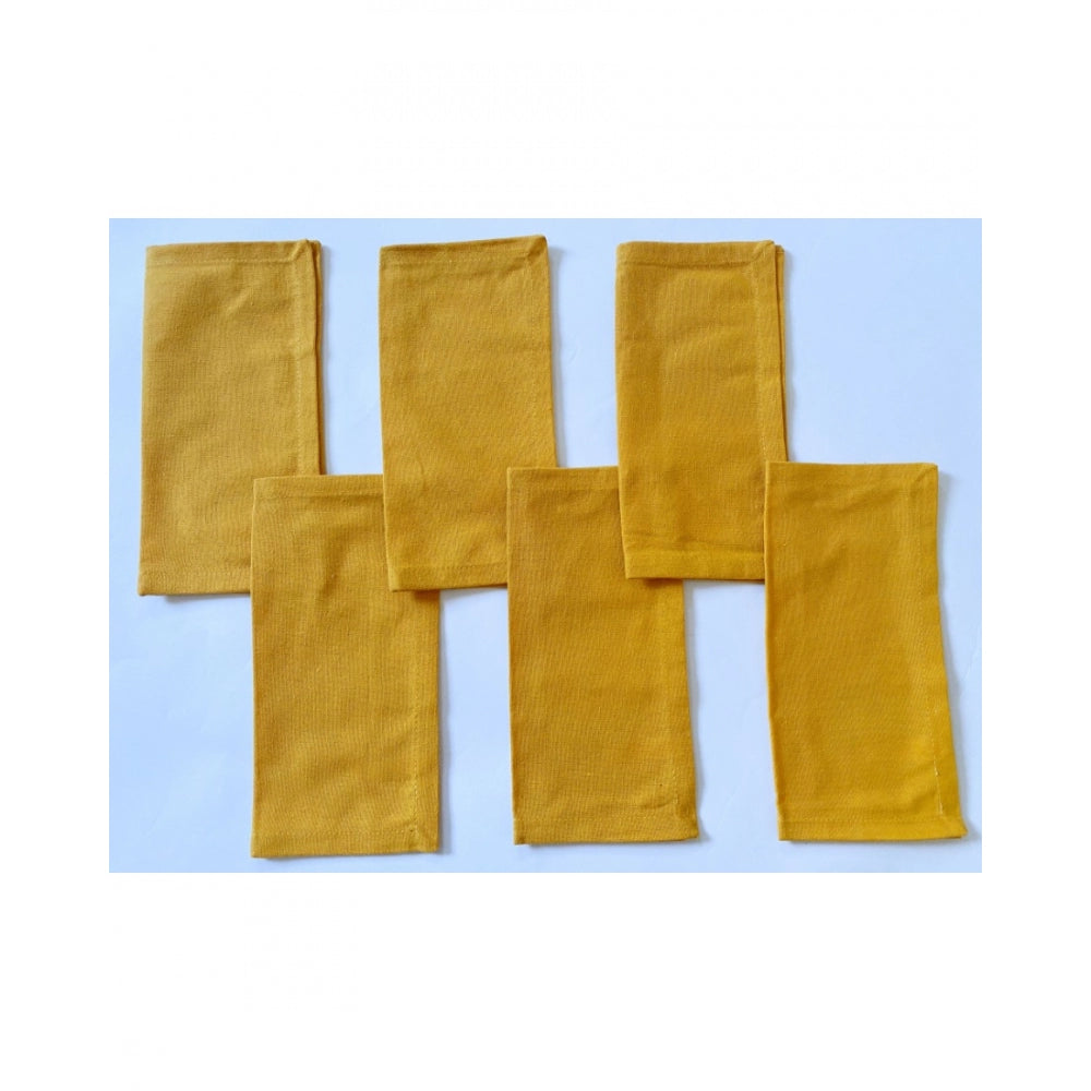 Amfyn Solid Cotton Napkins Sets (Yellow)