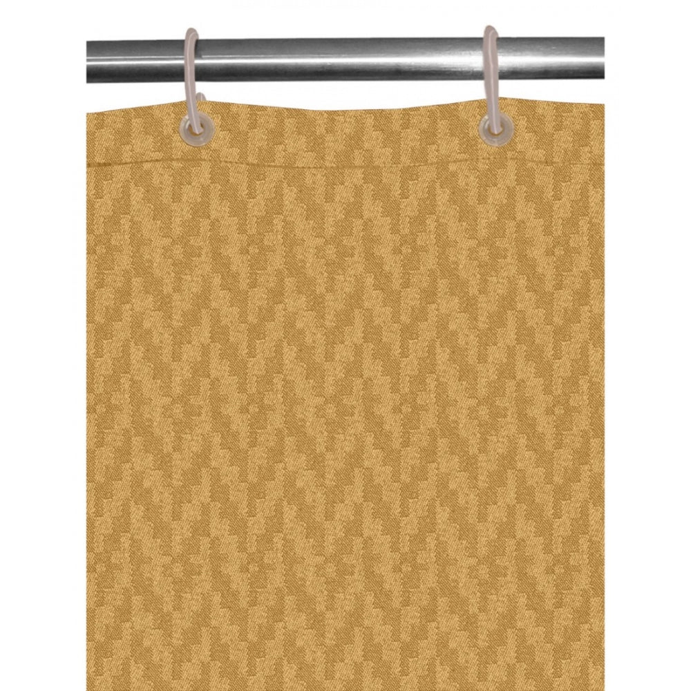 Amfyn Waves Polyester Plain Shower Curtains with Plastic Eyelets (Beige)