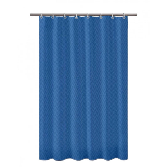 Amfyn Waves Polyester Plain Shower Curtains with Plastic Eyelets (Dark Blue)