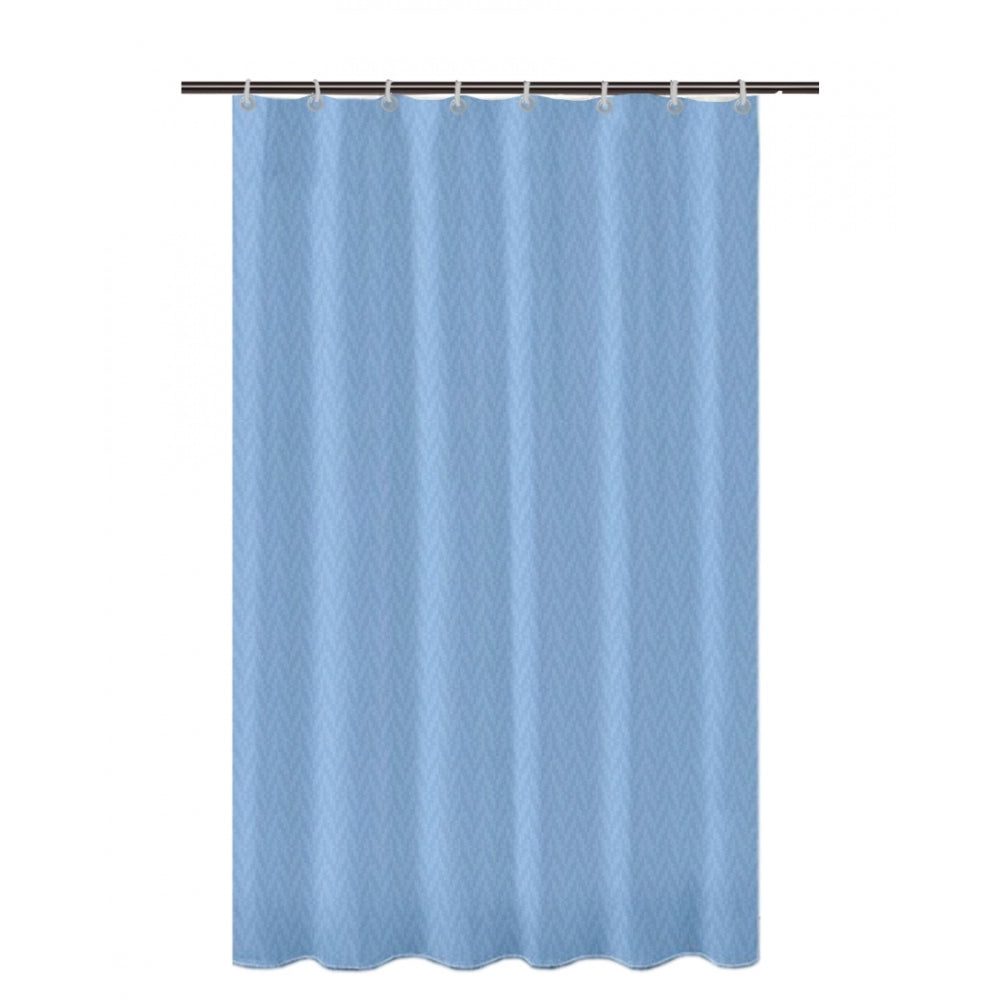 Amfyn Waves Polyester Plain Shower Curtains with Plastic Eyelets (Light Blue)