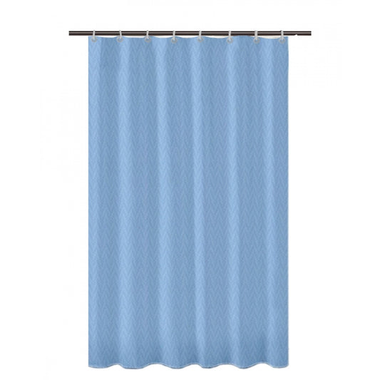Amfyn Waves Polyester Plain Shower Curtains with Plastic Eyelets (Light Blue)