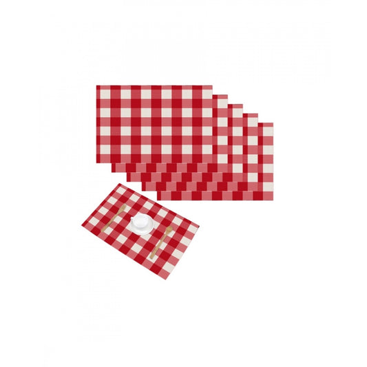 Fashion Checkered Cotton Place Mats Sets (Red &amp; White)