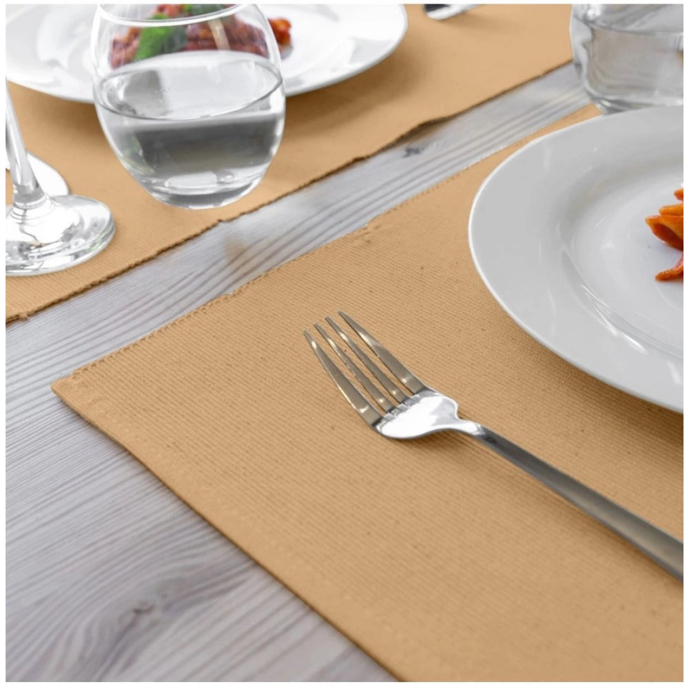 Amfyn Ribbed Cotton Place Mats Sets (Beige)
