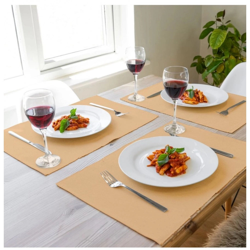 Amfyn Ribbed Cotton Place Mats Sets (Beige)