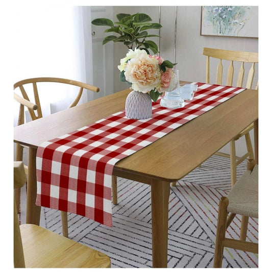 Amfyn Checked Cotton Table Runners (Red)