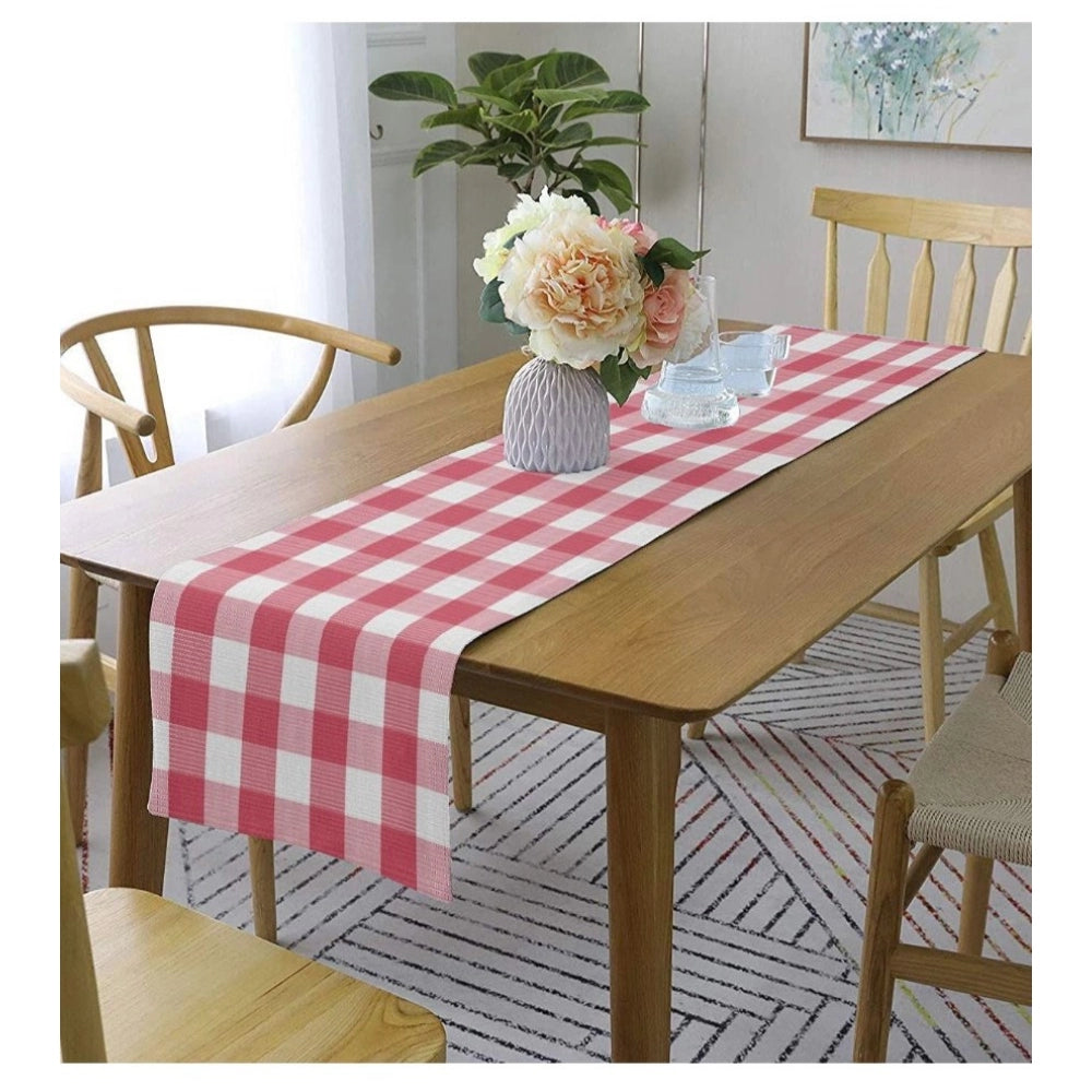 Amfyn Checked Cotton Table Runners (Baby Pink)