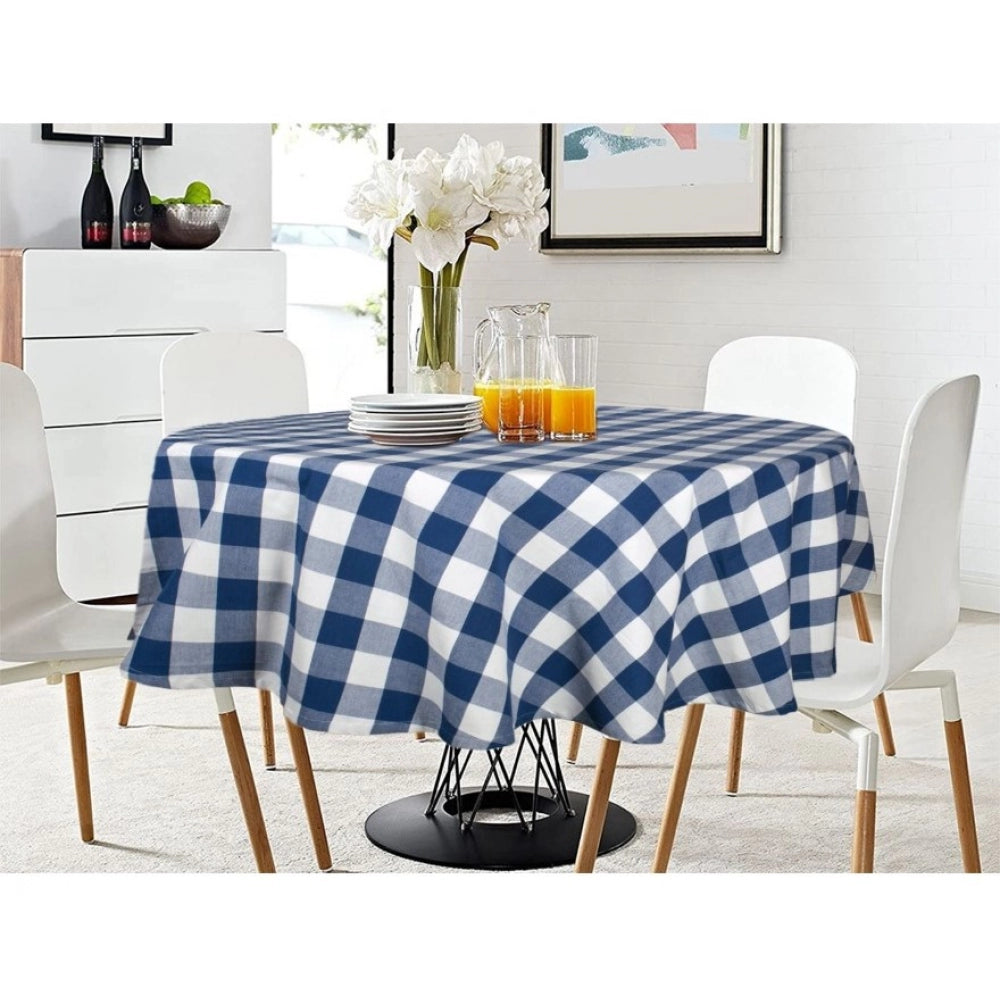 Fashion Checkered Cotton Checks Table Cloth (Royal Blue)