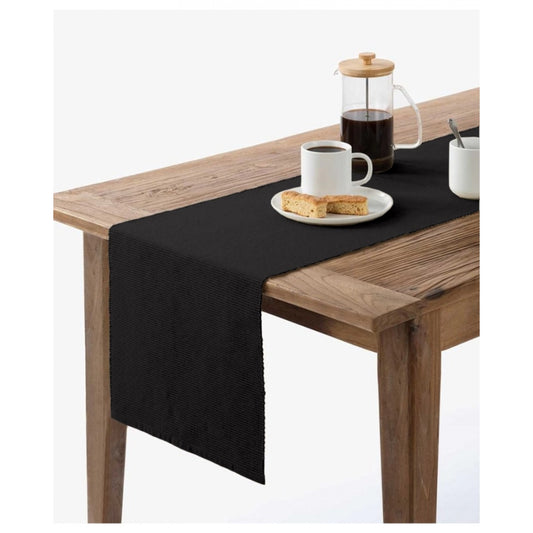 Amfyn Ribbed Cotton Table Runners (Black)