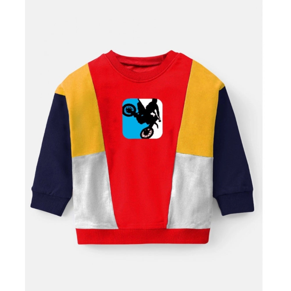 Amfyn Boy's Casual Full Sleeve Printed Cotton T Shirt With Pant (Red)