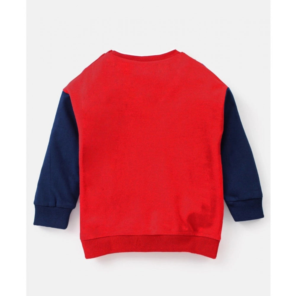 Amfyn Boy's Casual Full Sleeve Printed Cotton T Shirt With Pant (Red)