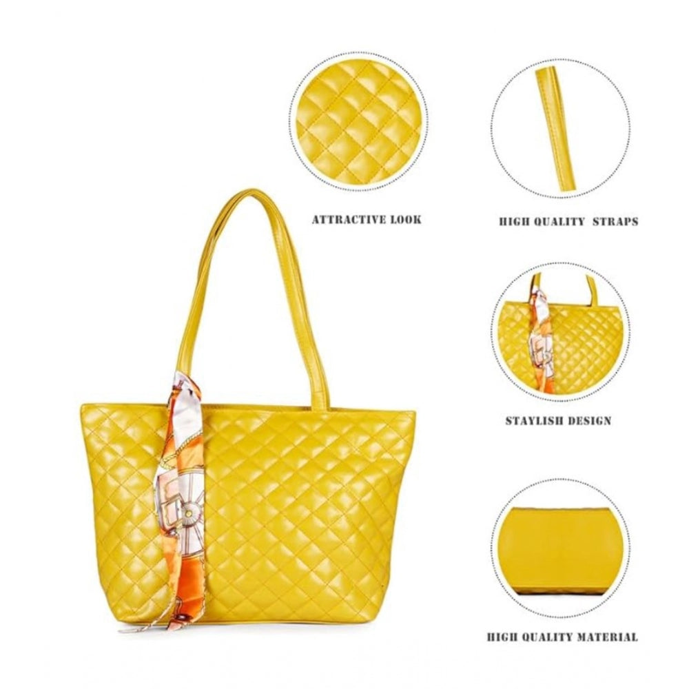 Fashion Women's Polyurethane Textured  Shoulder Bag (Yellow)