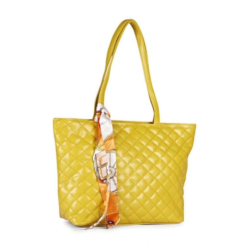 Fashion Women's Polyurethane Textured  Shoulder Bag (Yellow)